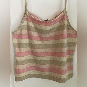 Gap Camisole New Gold Shimmer Fabric Gold Beige and soft Pinks SZ XL Soft Knit
